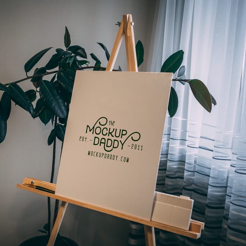 Canvas on Easel Mockup PSD