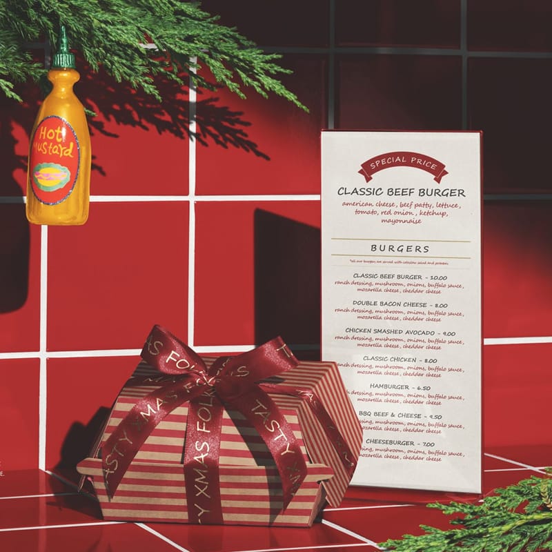 Christmas Fast Food Restaurant Branding Mockup PSD