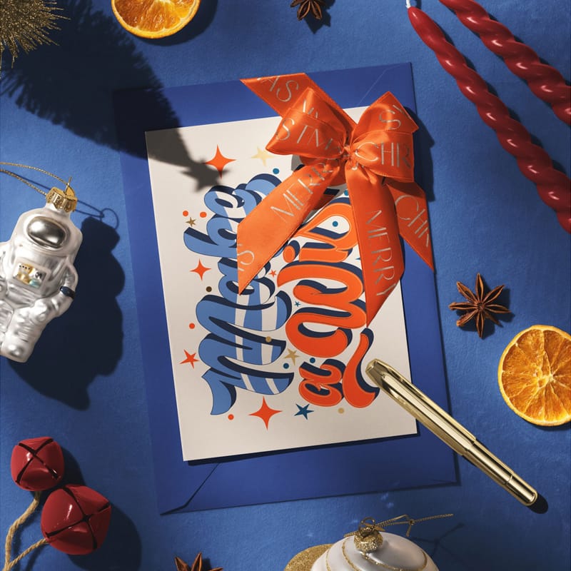 Christmas Greeting Card and Envelope Mockup PSD