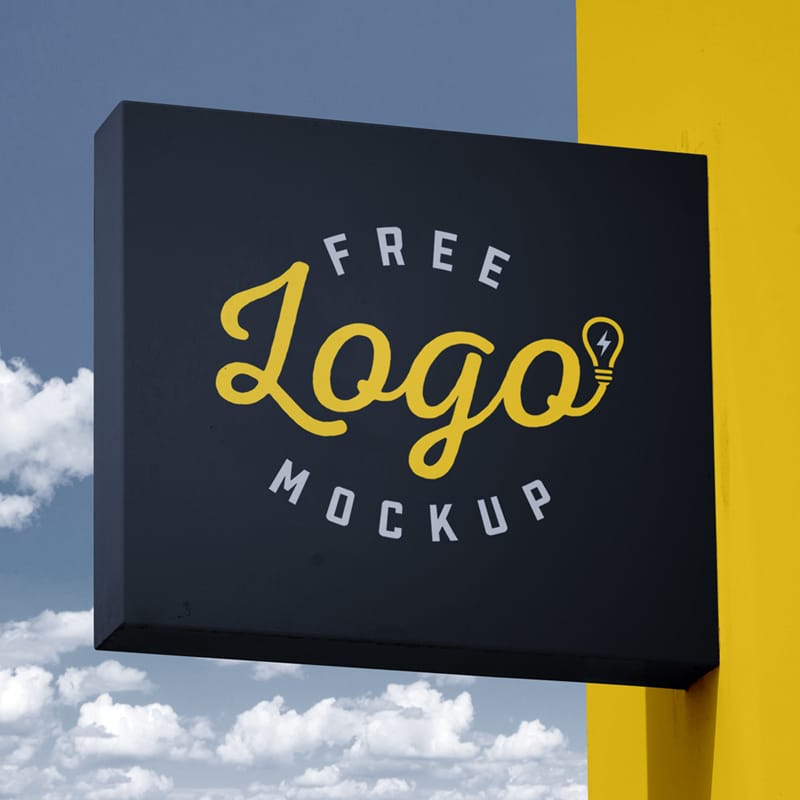 Close-up Black Signboard Mockup PSD