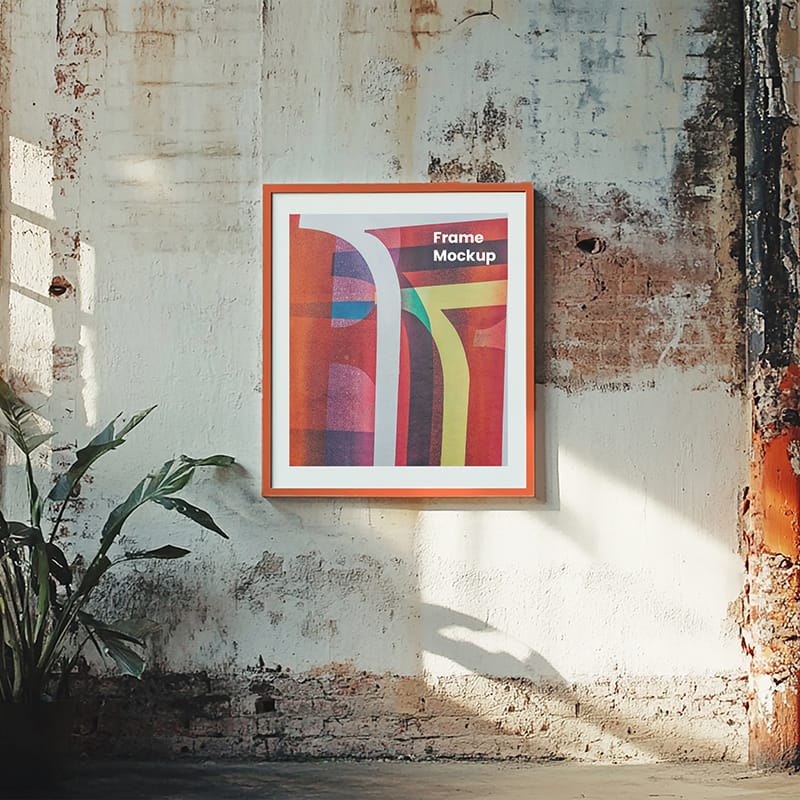 Frame Mockup in Abandoned Building Room PSD