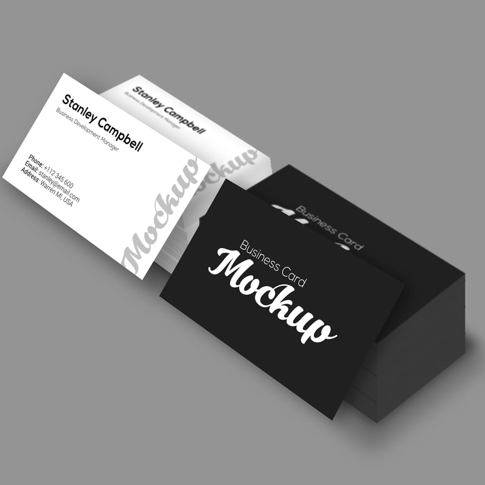 Free 2 Stacks Business Card Mockup PSD