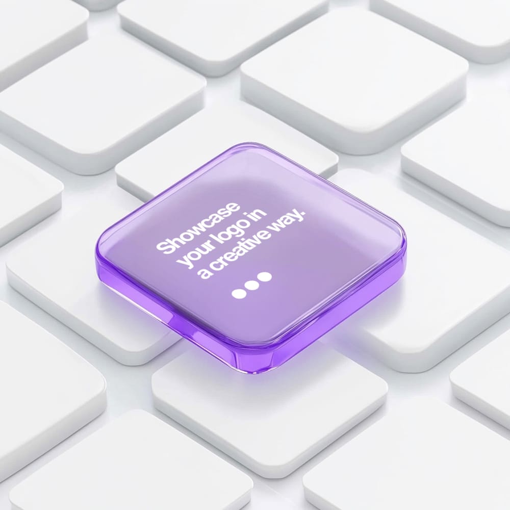 Free 3D Glass Button Logo Mockup PSD