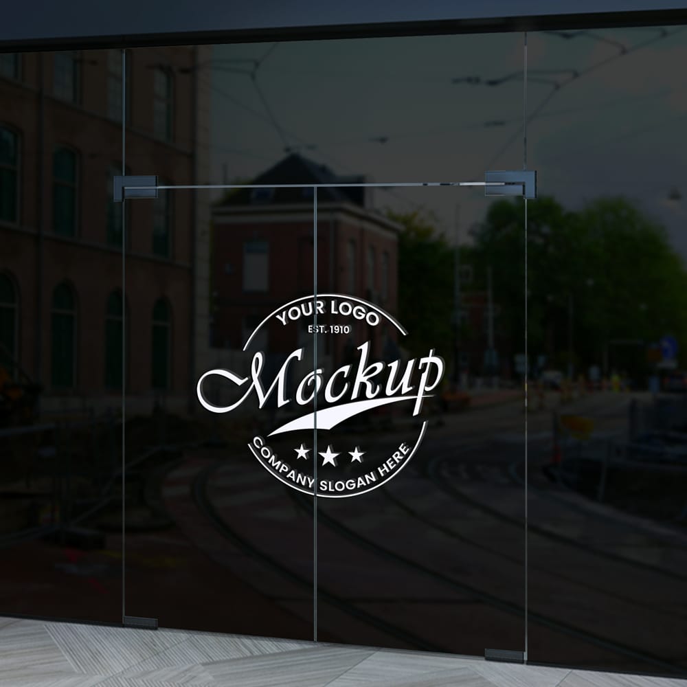 Free 3D Logo Design on Glass Wall Mockup PSD