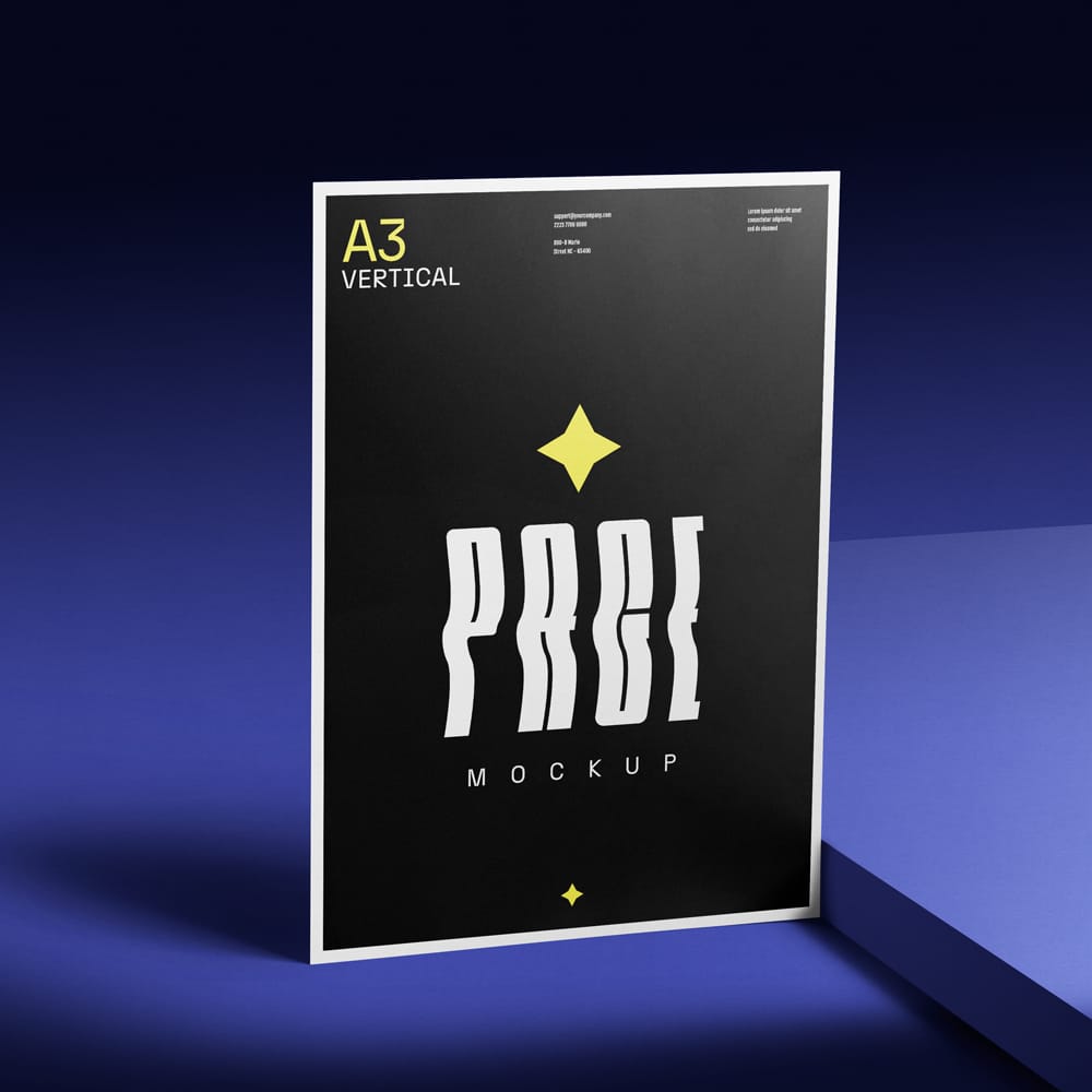 Free A3 Vertical Page Mockup PSD