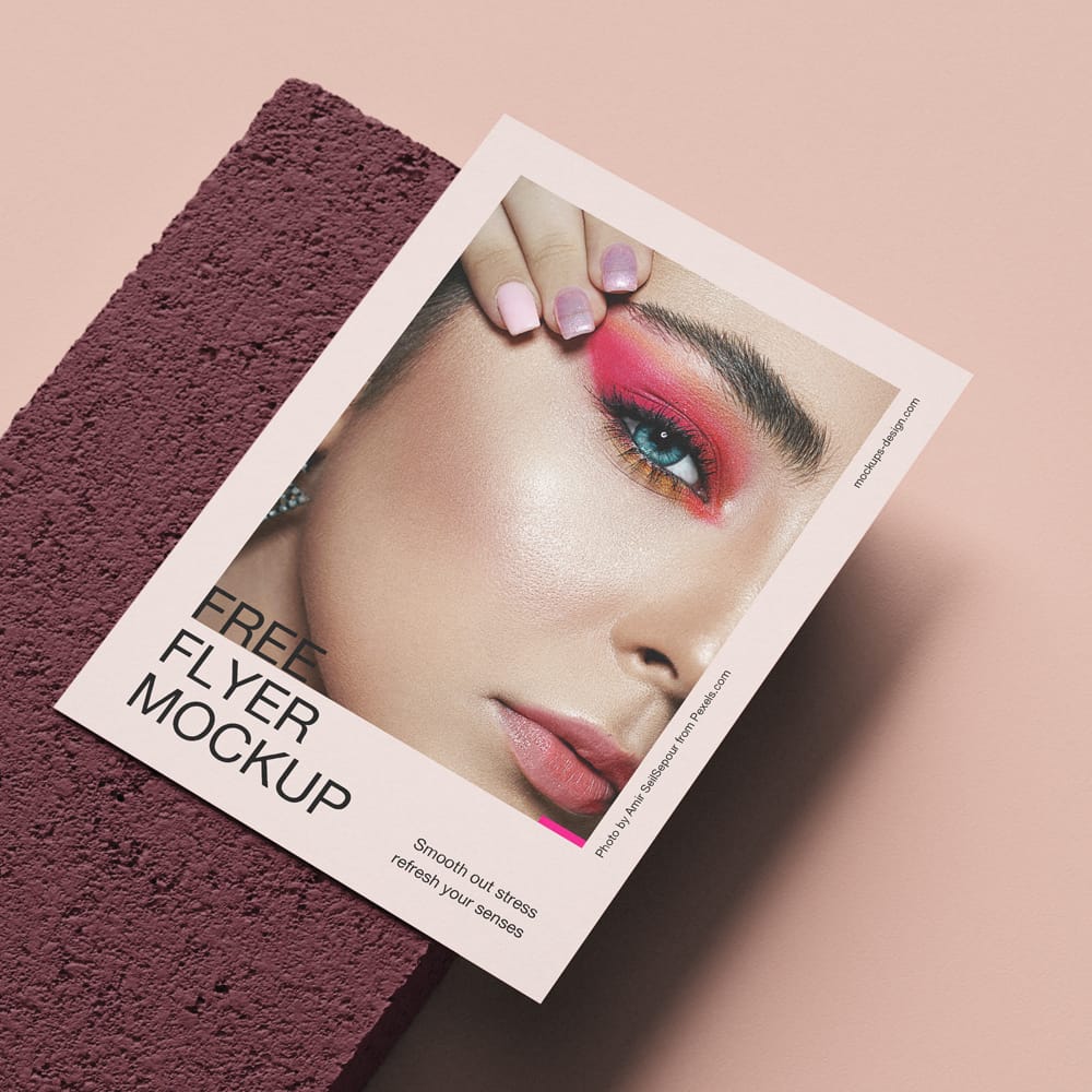 Free A4 Flyer on Stone Tile Mockup PSD