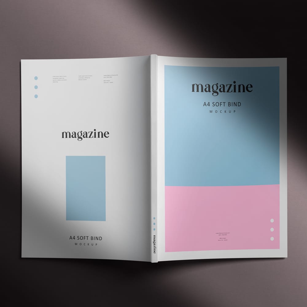 Free A4 Soft Bind Magazine Mockup PSD