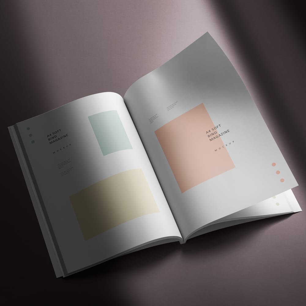 Free A4 Soft Bind Magazine Mockup Template PSD