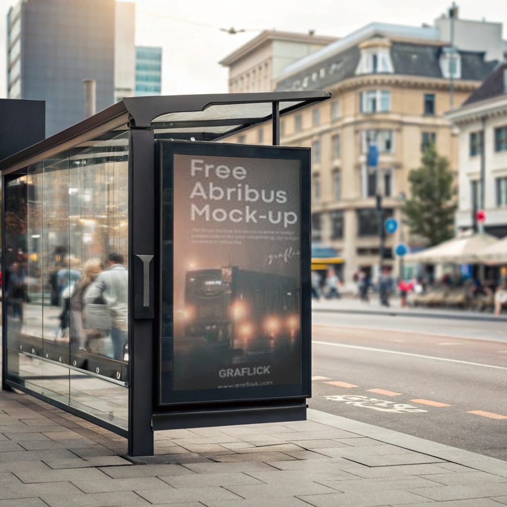 Free Abribus Poster Mockup PSD