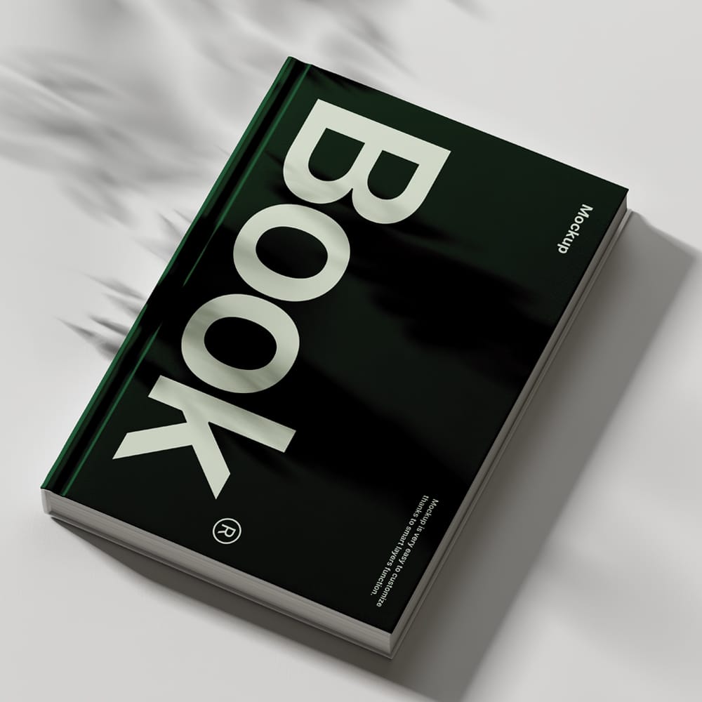 Free Book with Aesthetic Shadows Mockup PSD