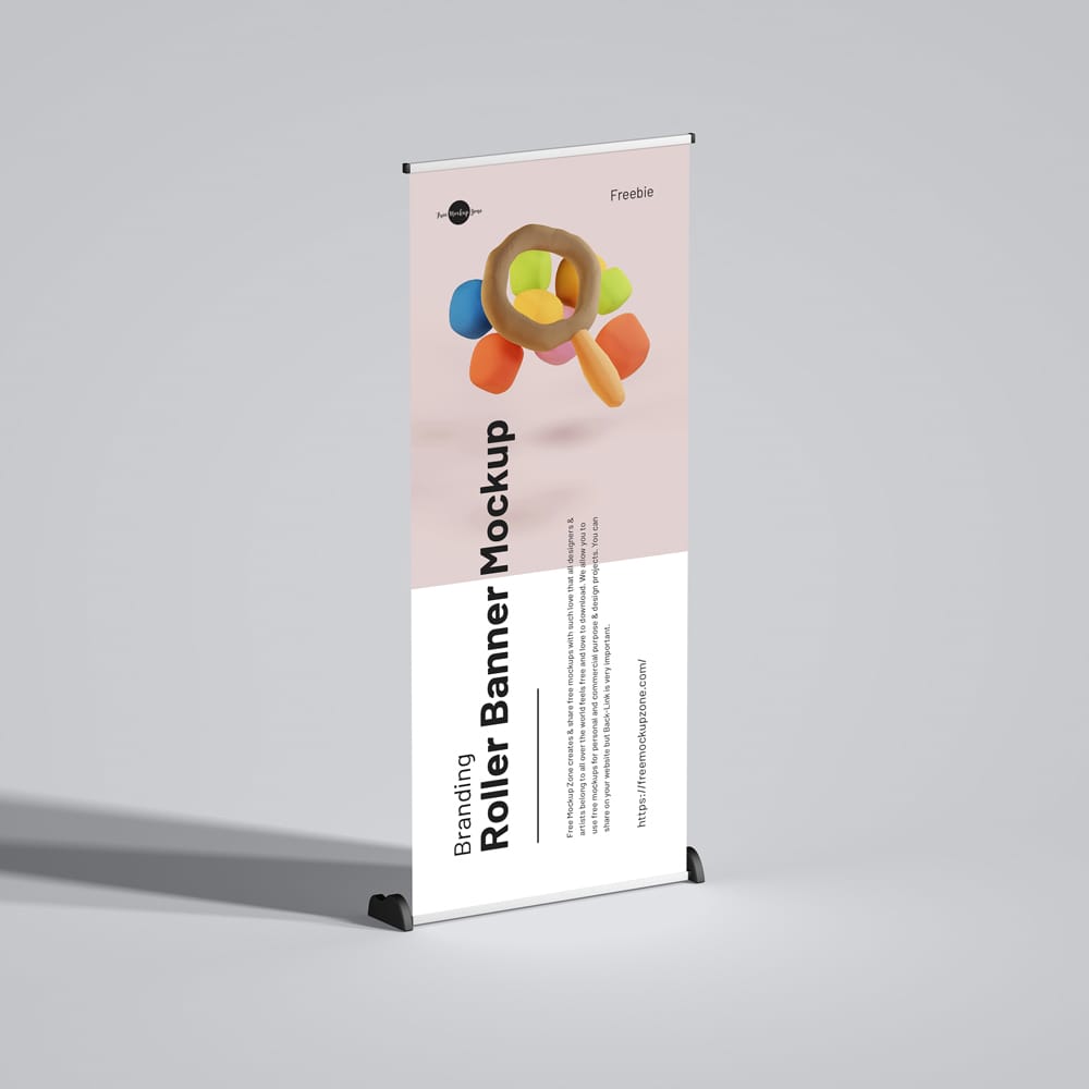 Free Branding Roller Banner Mockup PSD