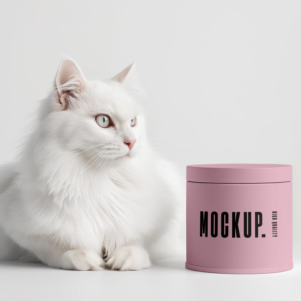 Free Cat Health Supplement Jar Mockup PSD