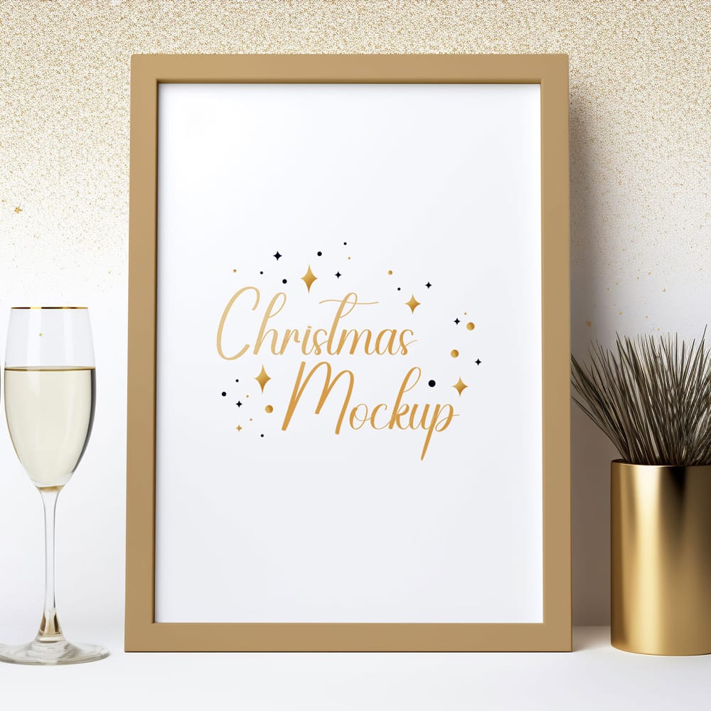 Free Christmas Celebration Frame Mockup PSD