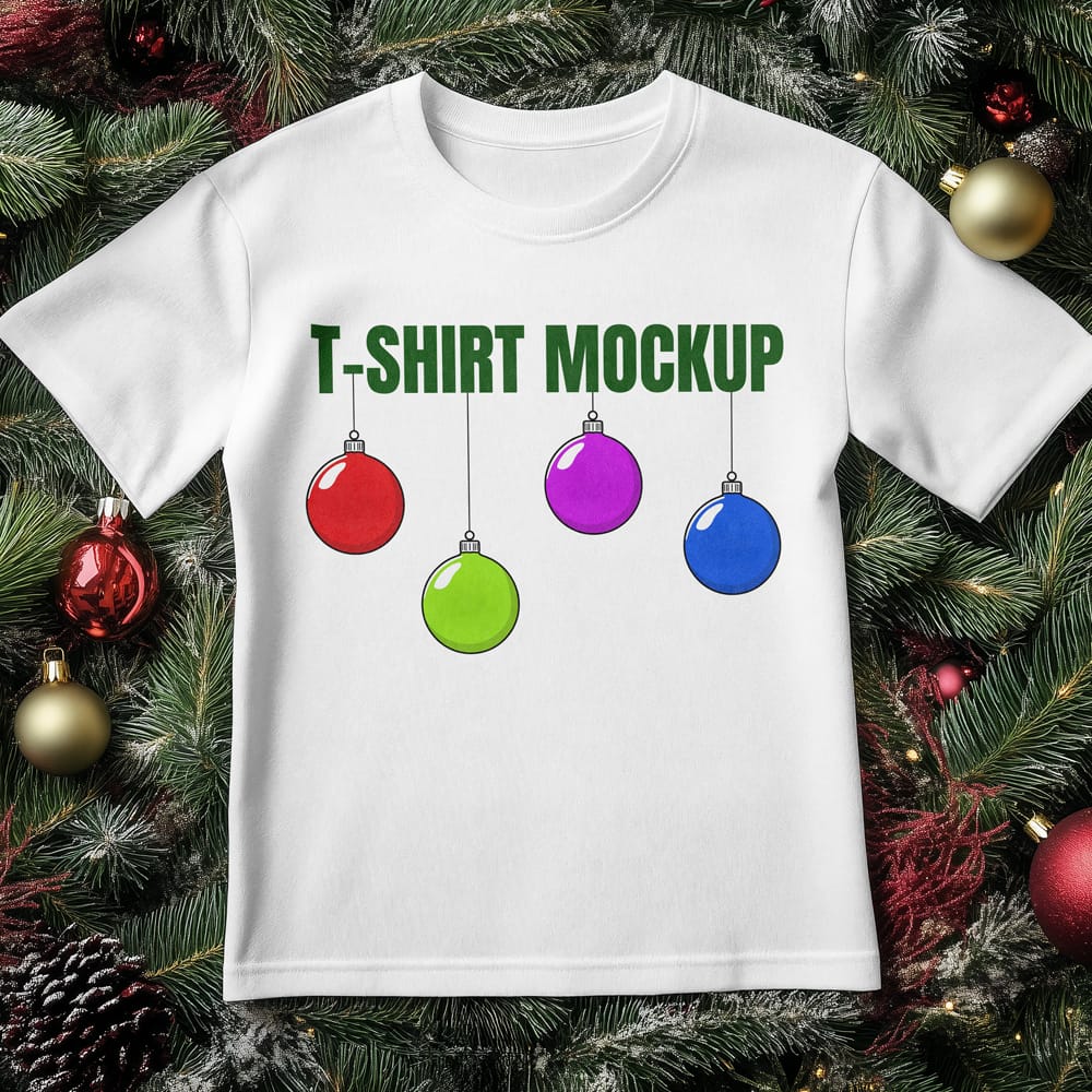 Free Christmas T-Shirt Mockup PSD