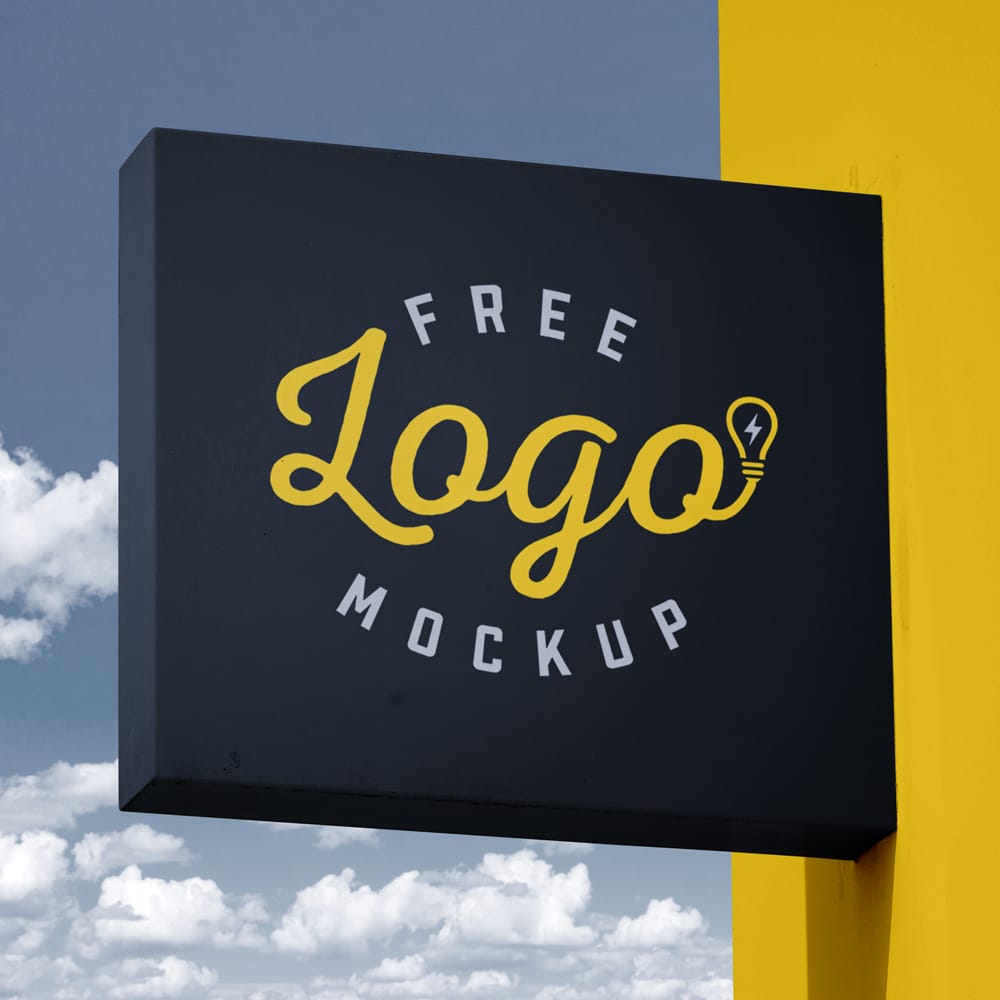 Free Close-up Black Signboard Mockup PSD