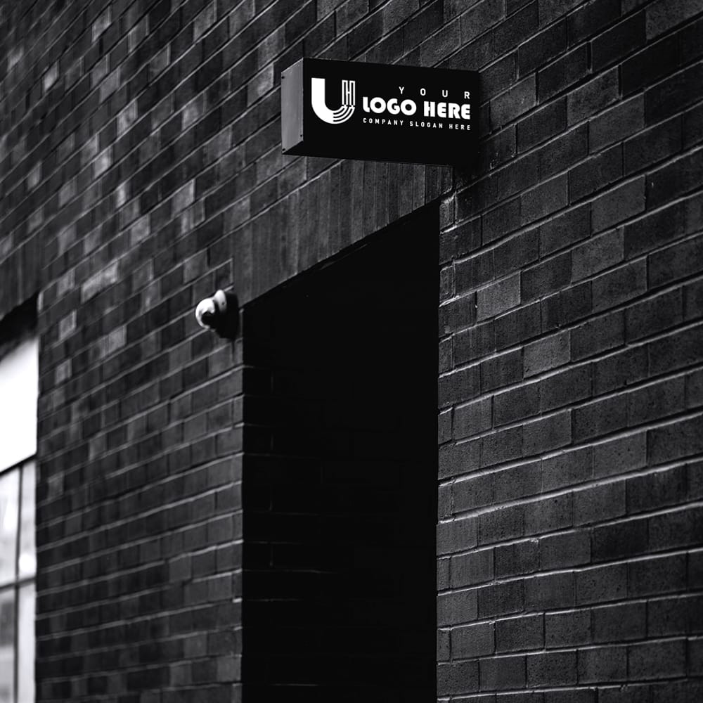 Free Commercial Signage Logo Mockup Template PSD