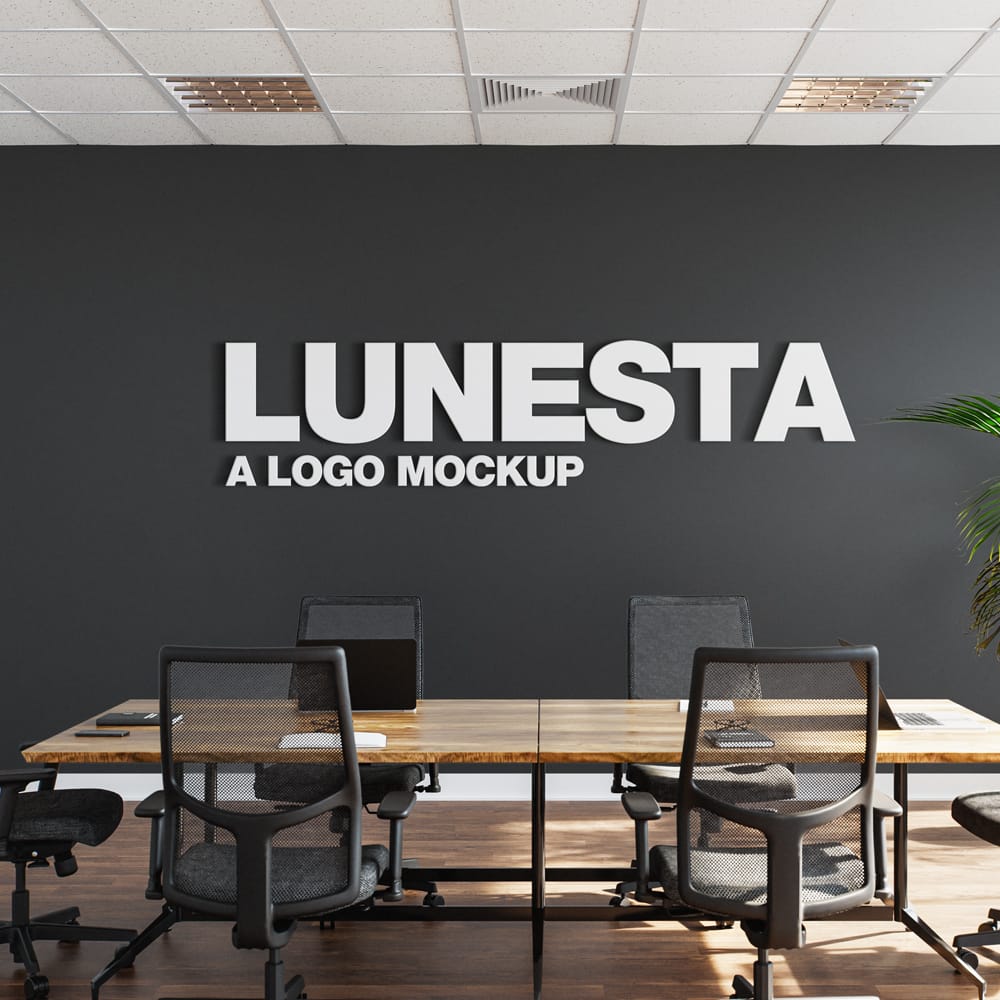 Free Conference Room Logo Mockup PSD