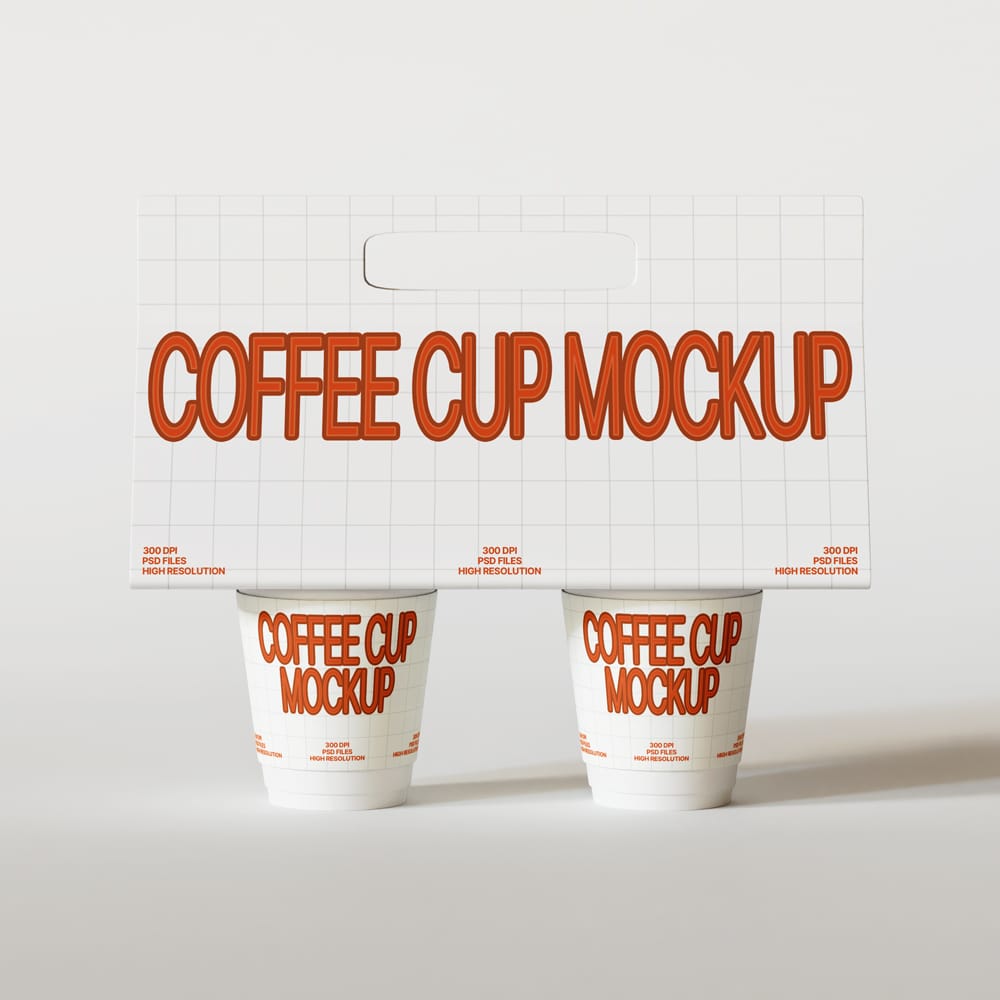 Free Cup Coffee Holder Mockup Template PSD