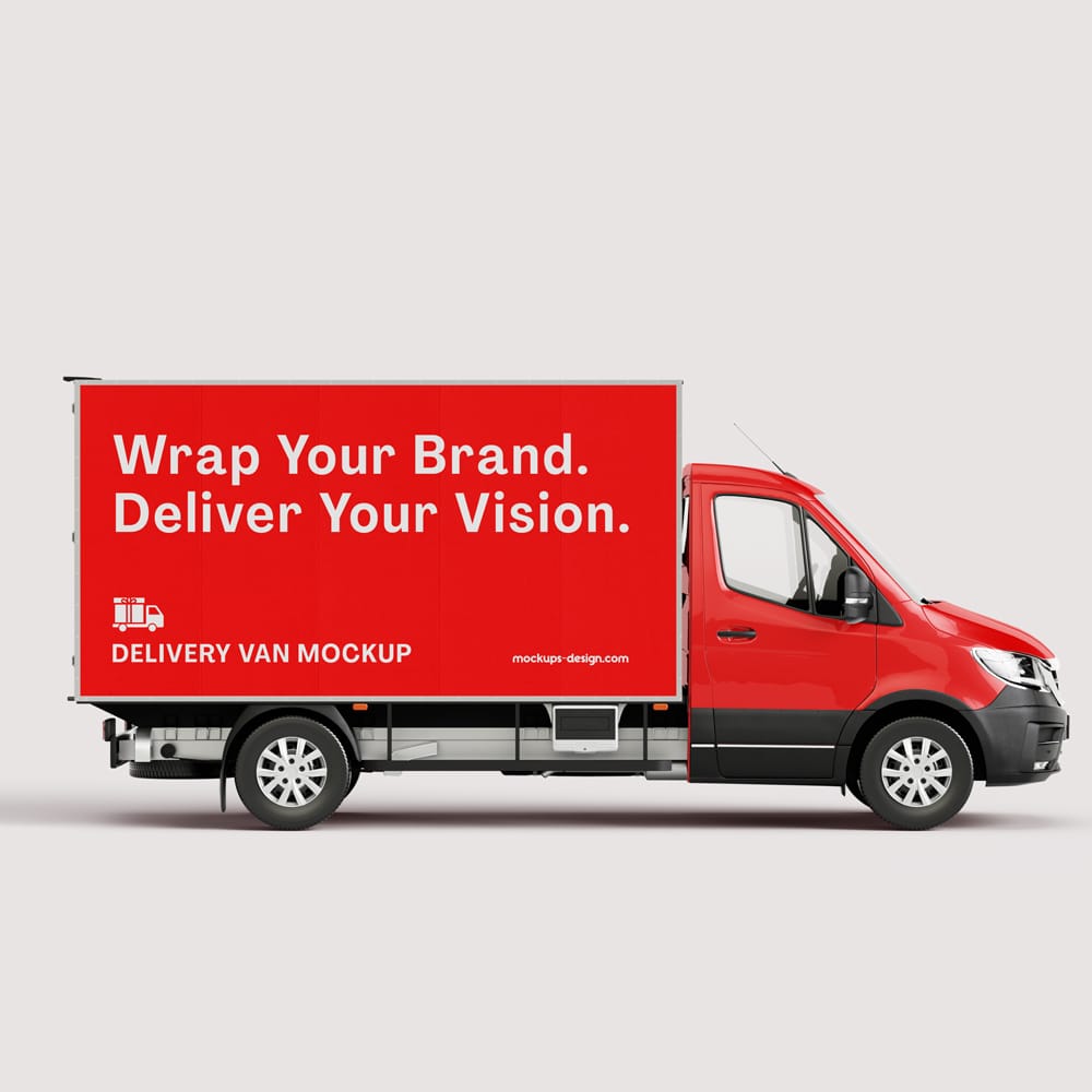 Free Delivery Van Mockup PSD