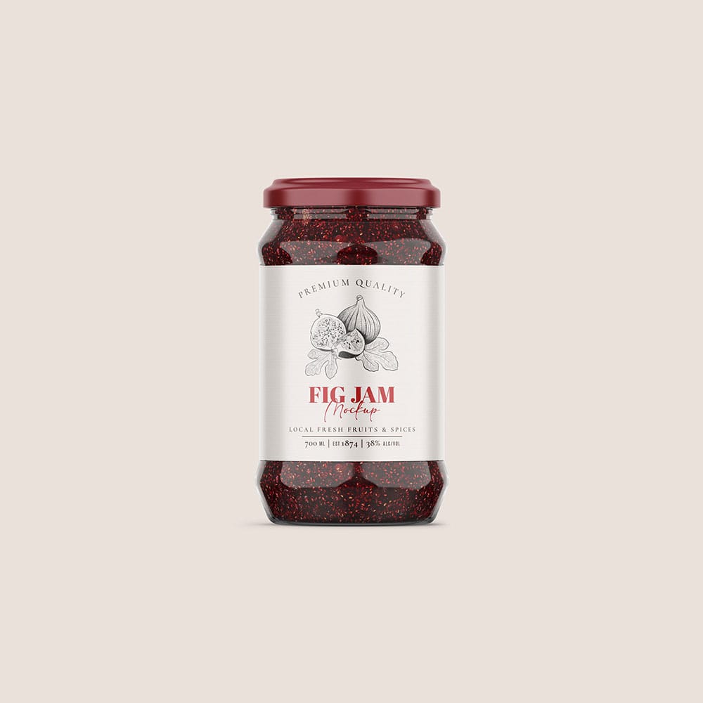 Free Fig Jam Jar 8oz Mockup PSD