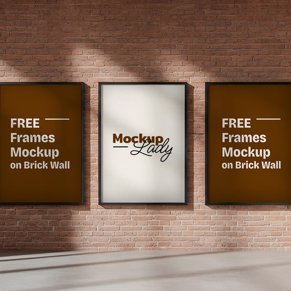 Free Frames Mockup on Brick Wall PSD