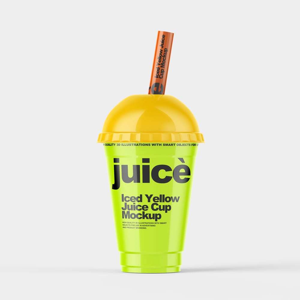 Free Iced Juice Plastic Cup Mockup PSD