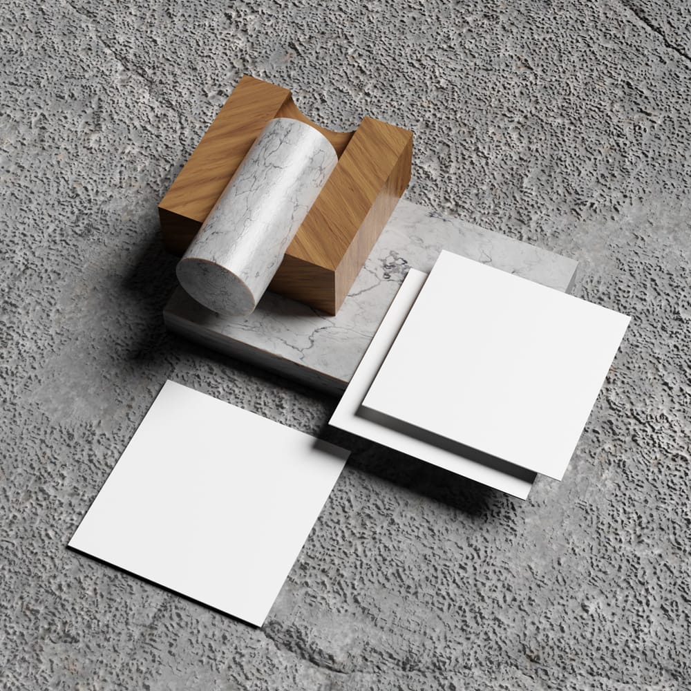 Free Industrial Square Business Card Mockup PSD