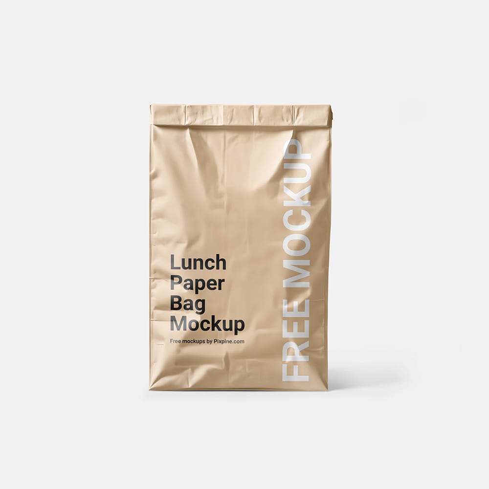 Free Lunch Paper Bag Mockup PSD