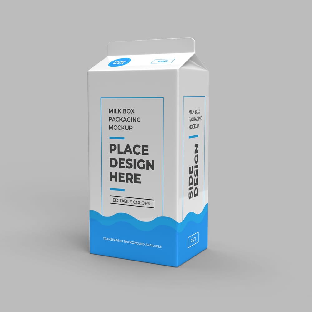 Free Milk Box Mockup Template PSD