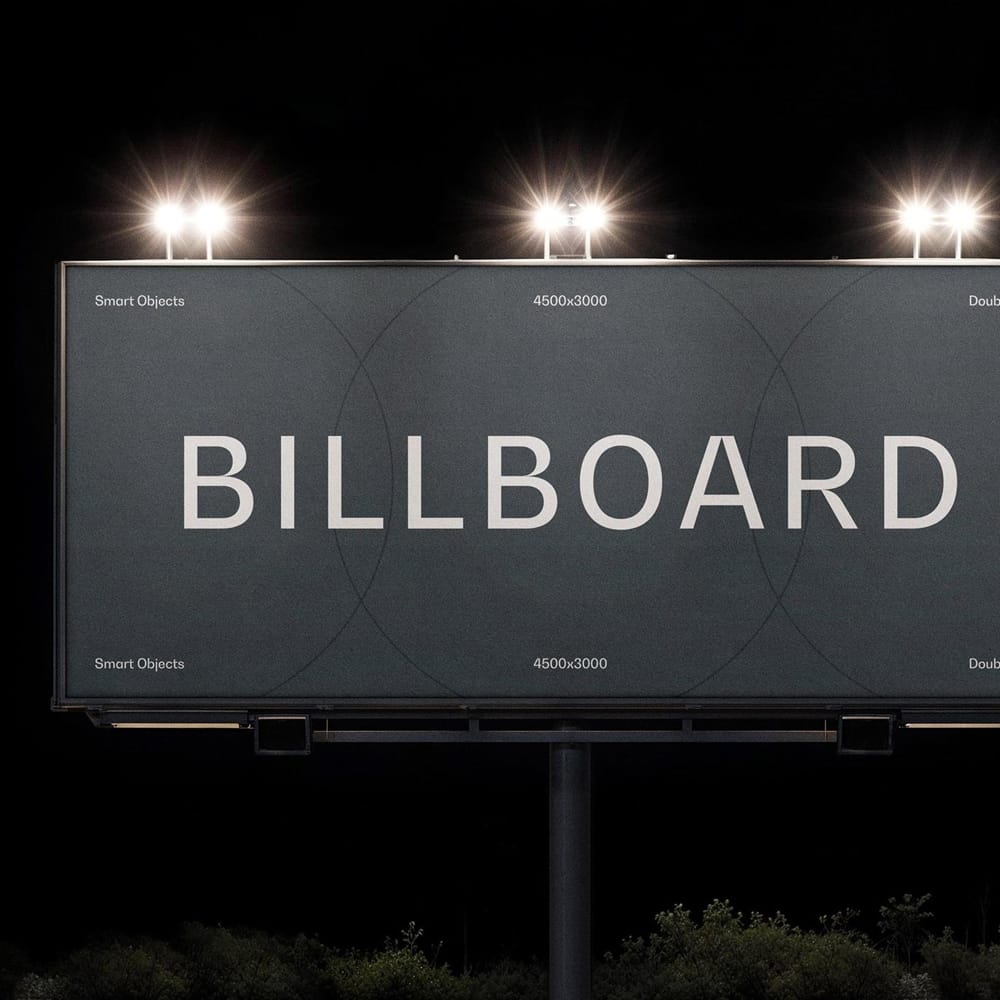 Free Nighttime Billboard Mockup PSD