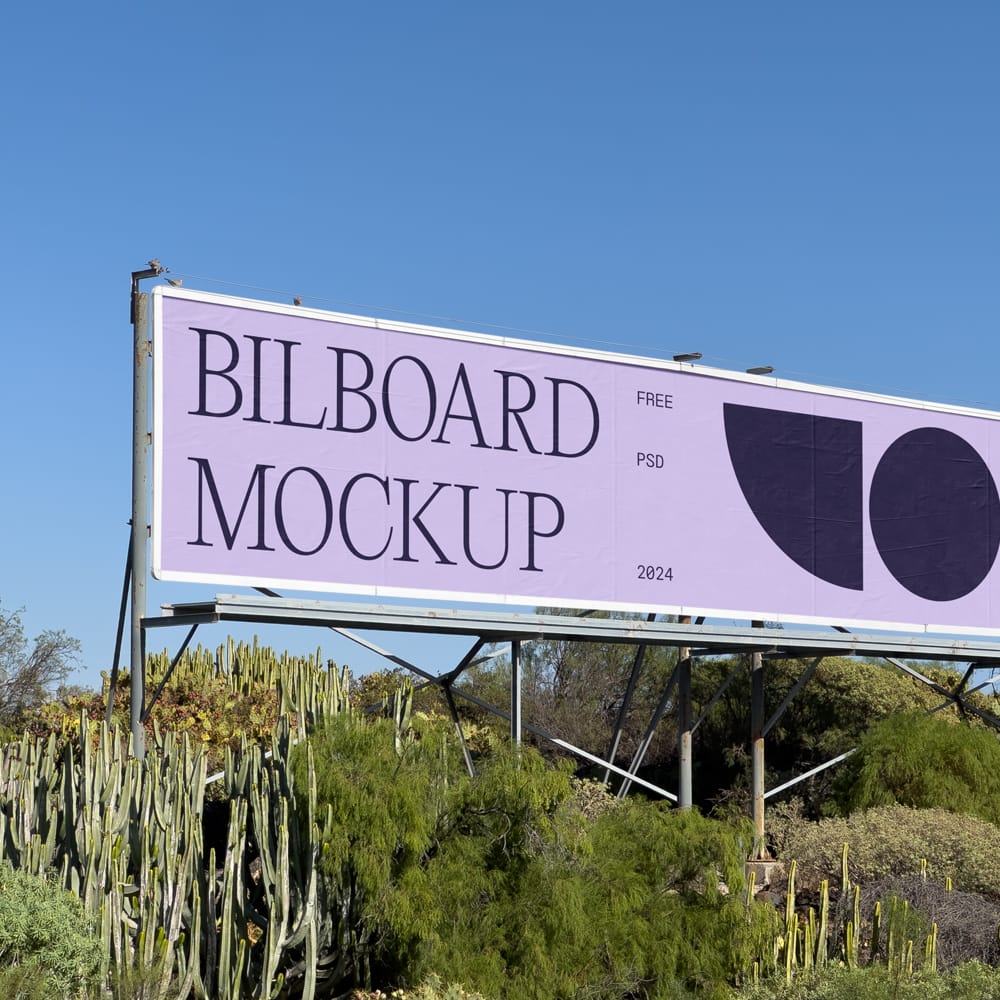 Free Outdoor Wide Billboard Mockup PSD