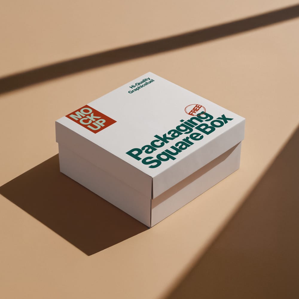 Free Packaging Square Box Mockup PSD