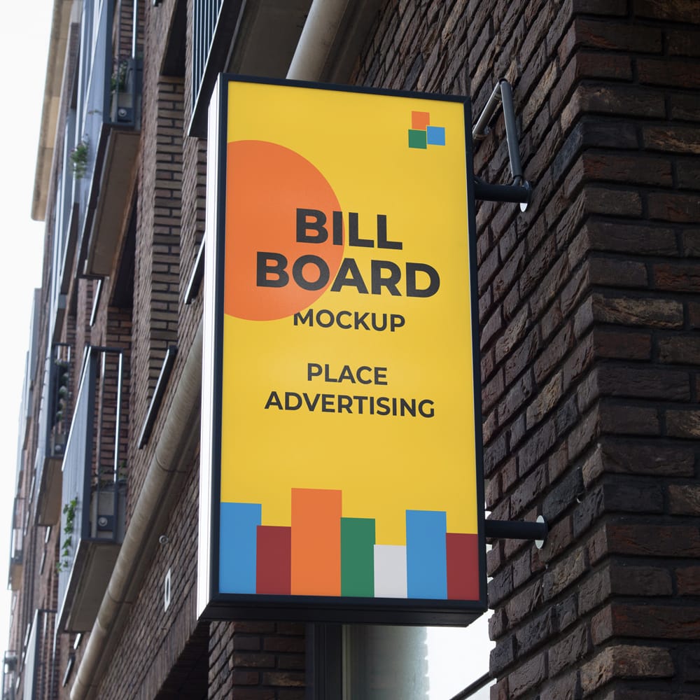 Free Portrait Signboard Billboard Mockup PSD