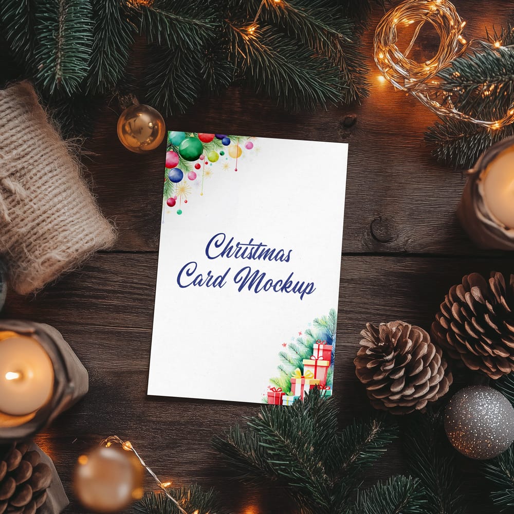 Free Post Card with Decorations Mockup PSD