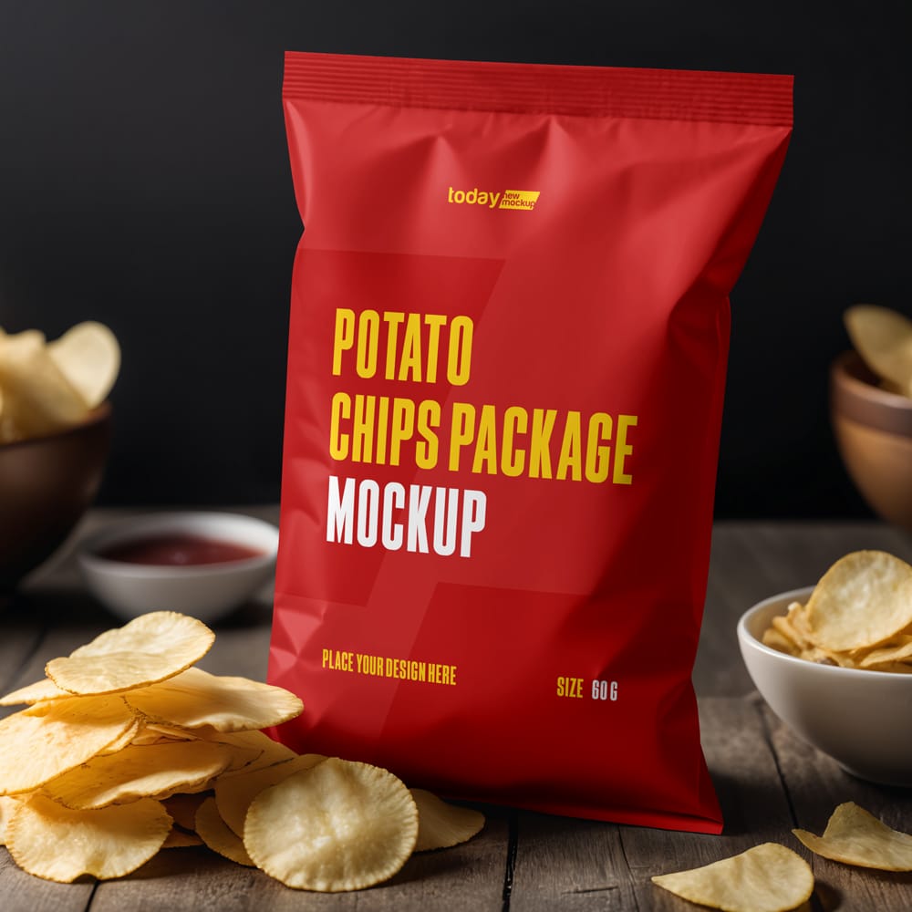 Free Potato Chips Package Mockup PSD