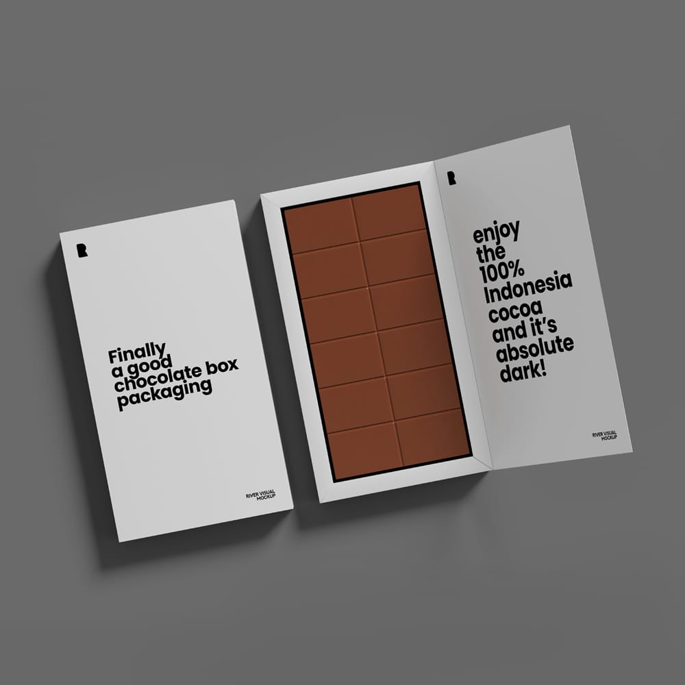 Free Premium Chocolate Box Packaging Mockup PSD