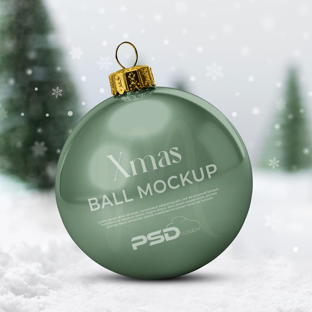 Free Realistic Christmas Ball Mockup PSD