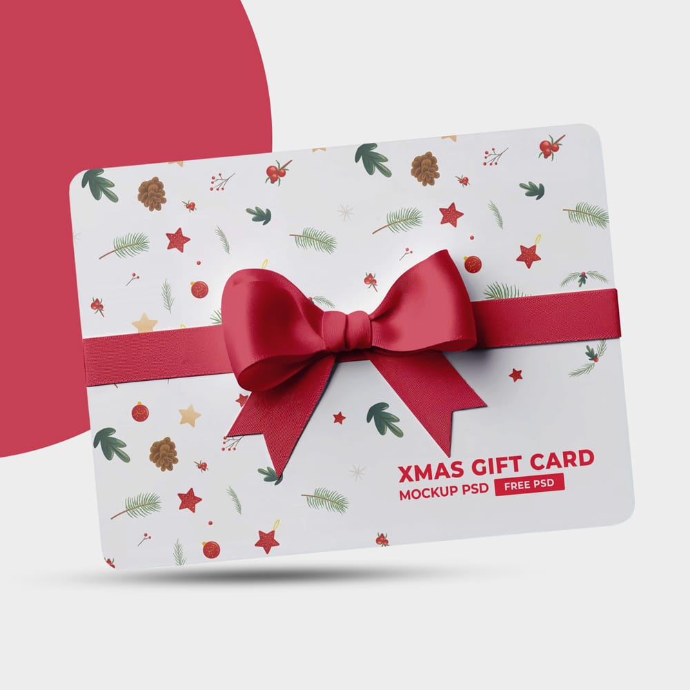 Free Realistic Christmas Gift Card Mockup PSD