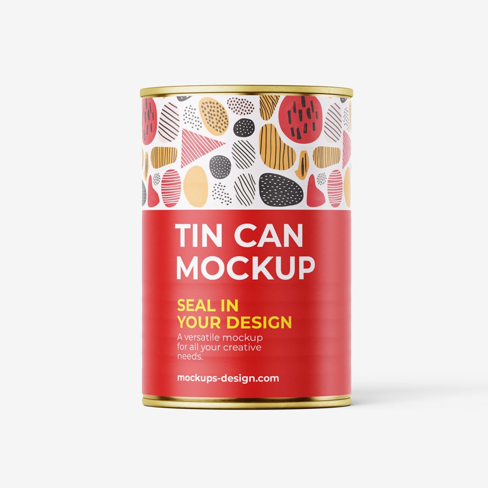 Free Realistic Tin Can Mockup PSD