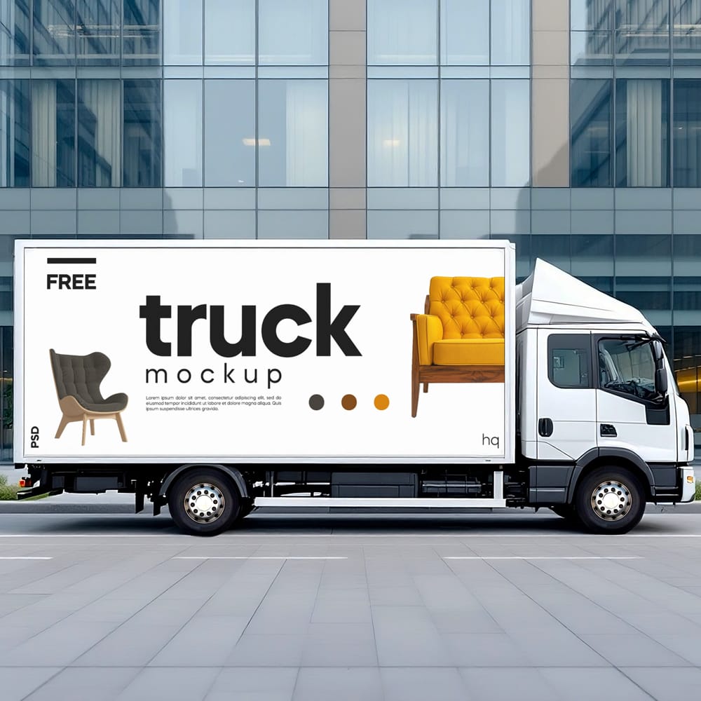 Free Realistic Truck Mockup PSD