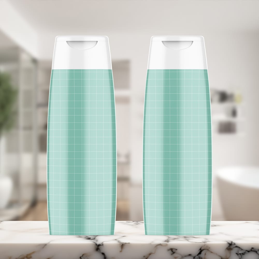 Free Shower Gel and Shampoo Bottle Mockup PSD