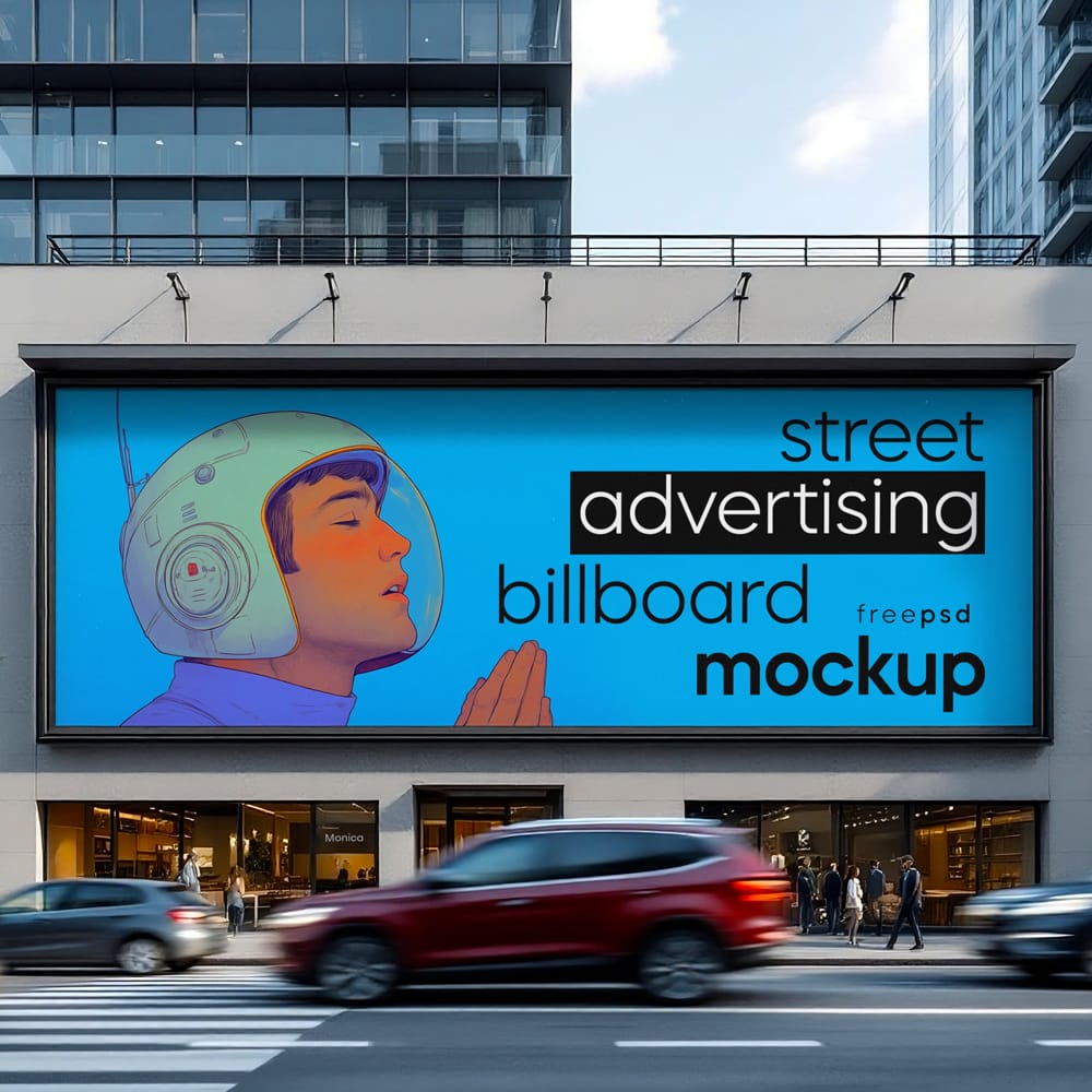 Free Street Advertising Billboard Mockup PSD