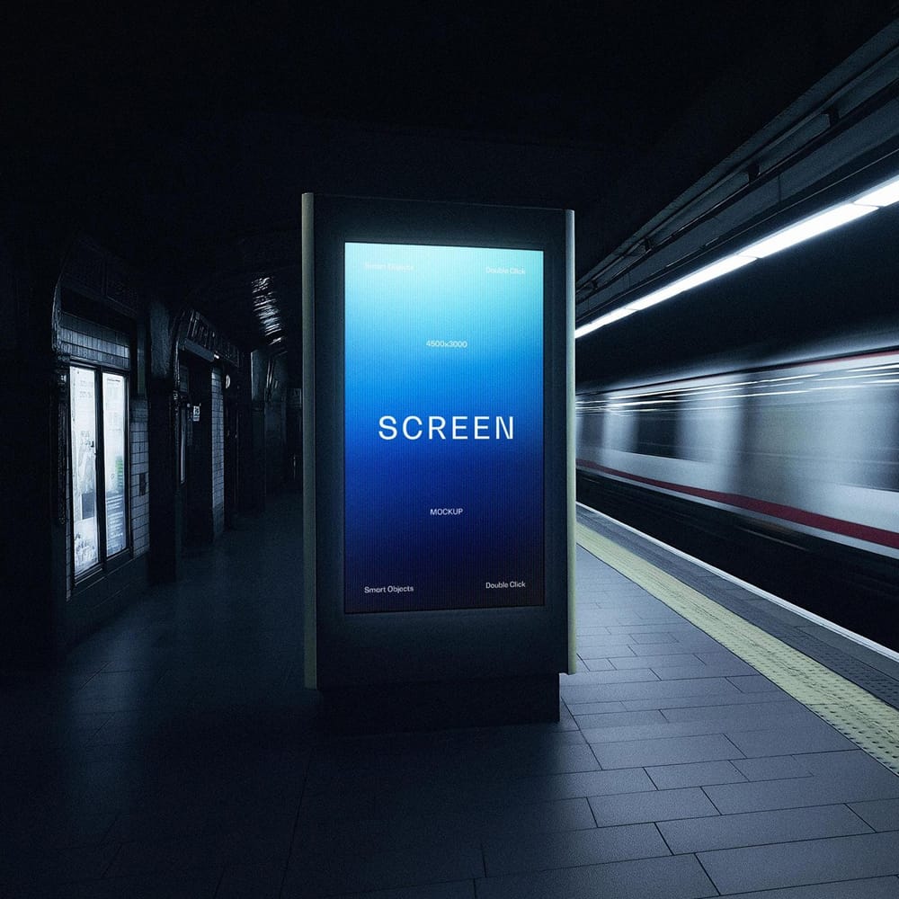 Free Subway Station Screen Mockup PSD