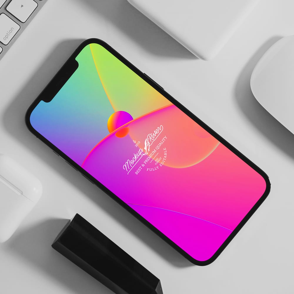 Free UI-UX Branding iPhone Mockup PSD