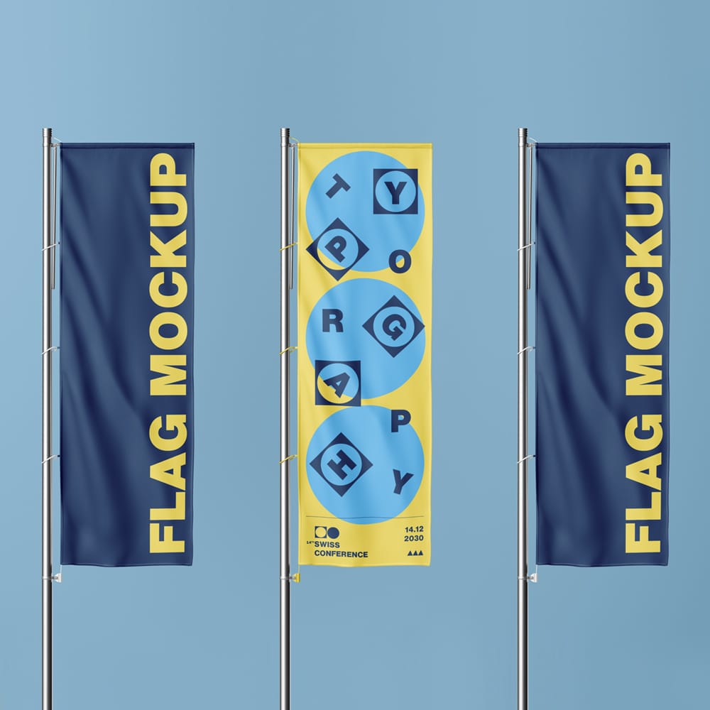 Free Vertical Flag Mockup PSD