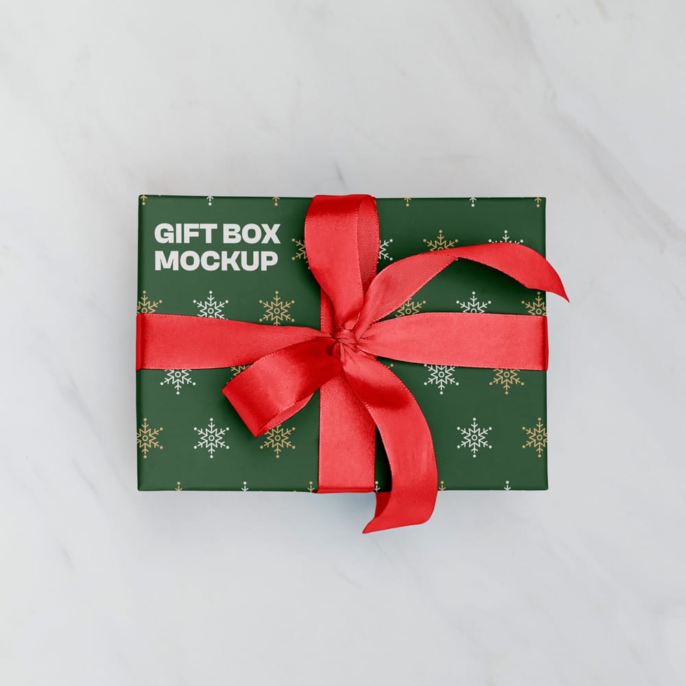 Free Xmas Gift Box Mockups PSD