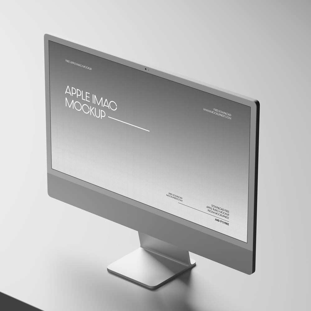 Free iMac Mockup Silver Color PSD
