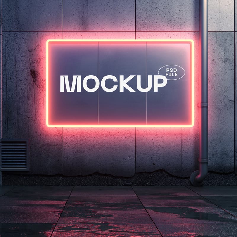 Futuristic Neon Billboard Mockup PSD