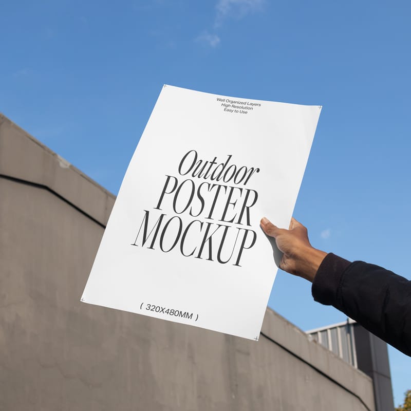 Hand Holding A3 Poster Mockup PSD