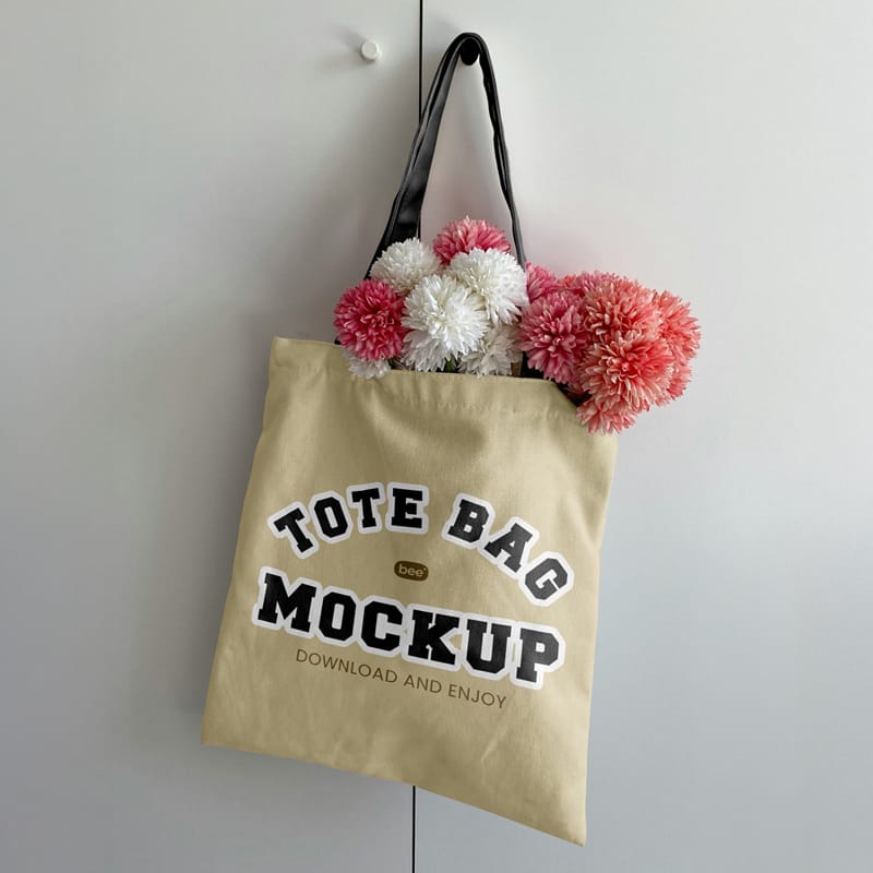 Hanging Tote Bag Mockup PSD